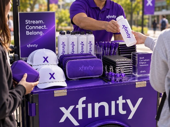 Xfinity merchandise and attendee interaction