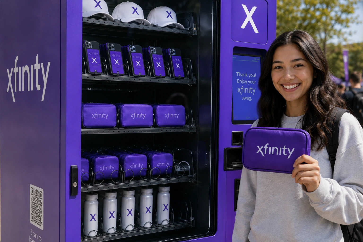 Participant holding an earned Xfinity reward