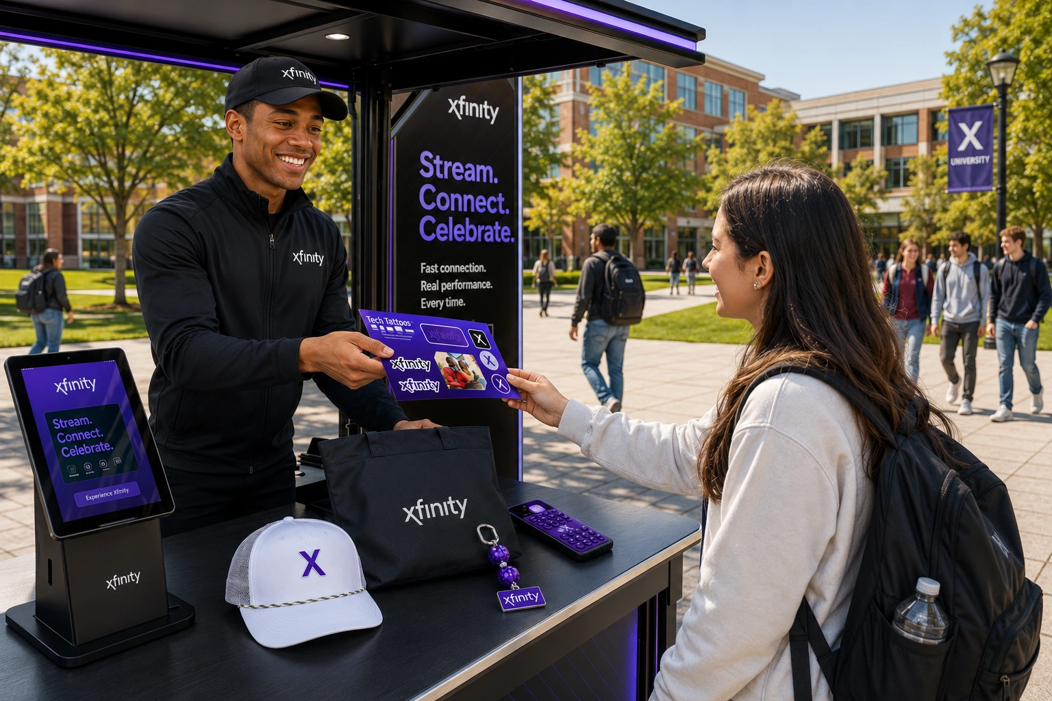 Everyday reward exchange at a Xfinity Street Team counter