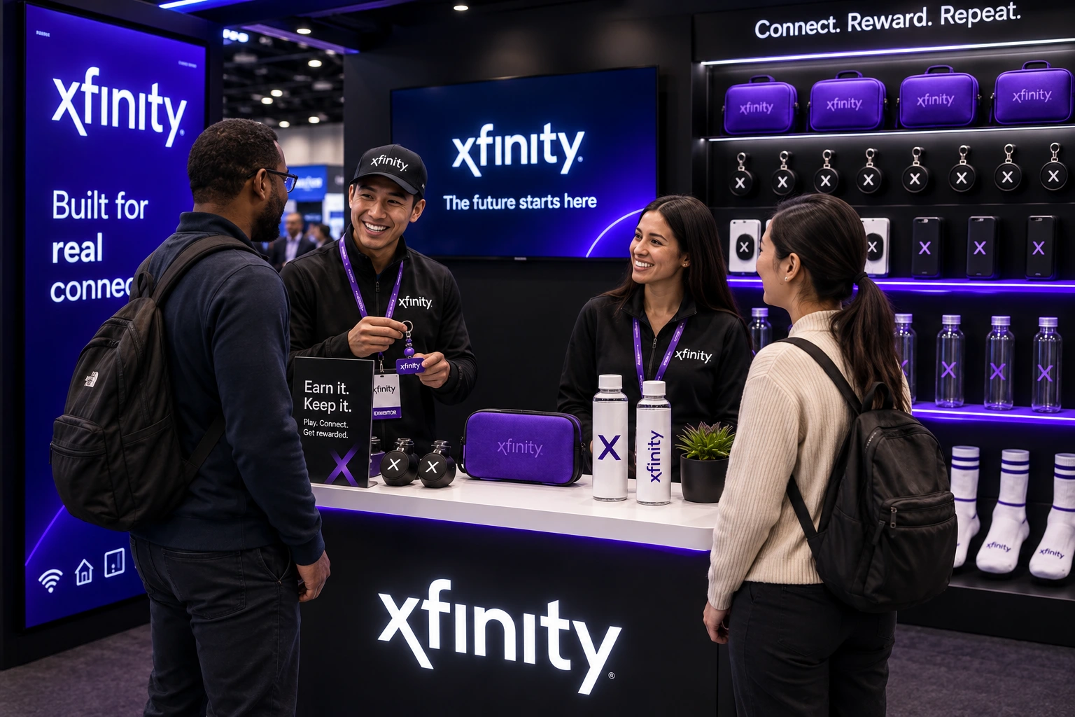 Premium Xfinity reward bar with displayed merchandise